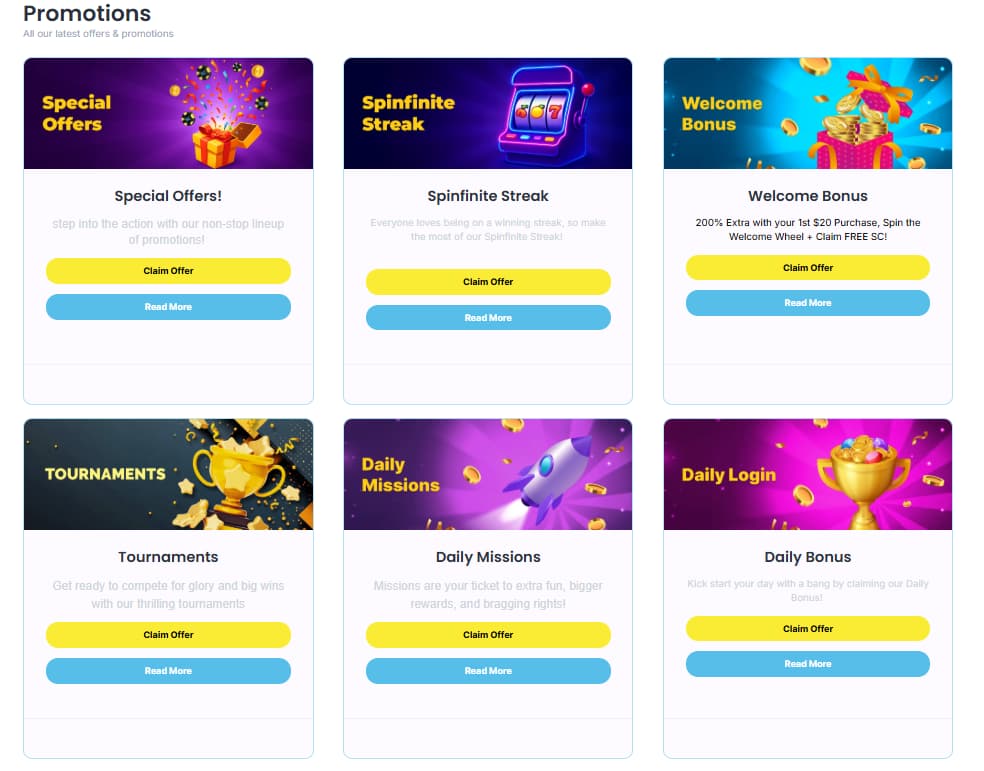 Spinfinite Casino Promos
