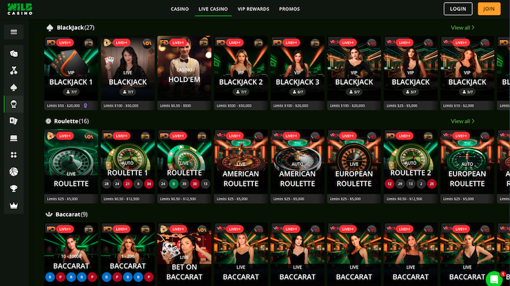 Live Casino at a top NZ Online Casinos- Wild Casino 