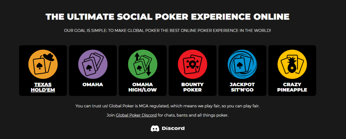 global poker game types