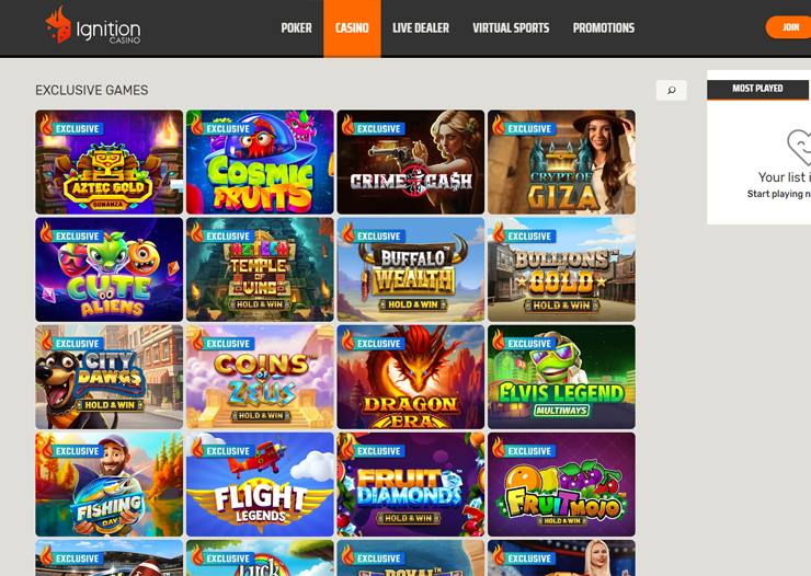 ignition casino games and software providers