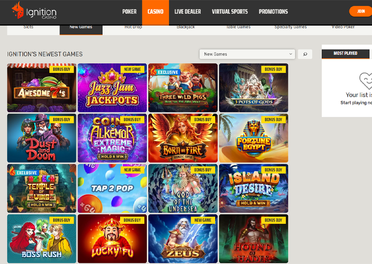 ignition casino games