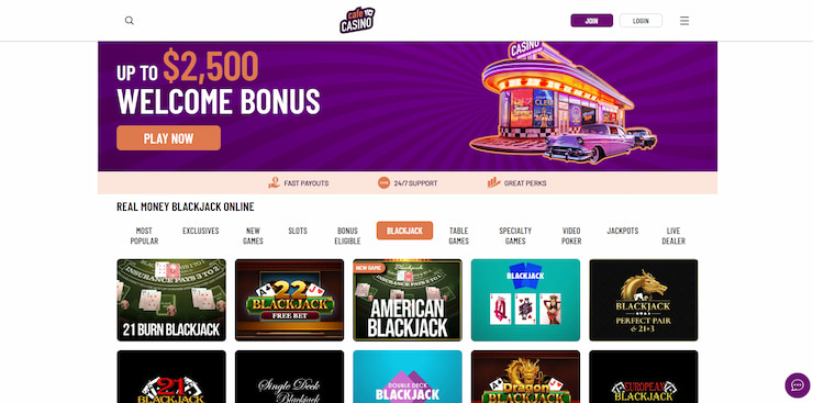 A closer look at the blackjack section of Cafe Casino, a South Dakota online casino site featuring familiar classics and fun variants alike.