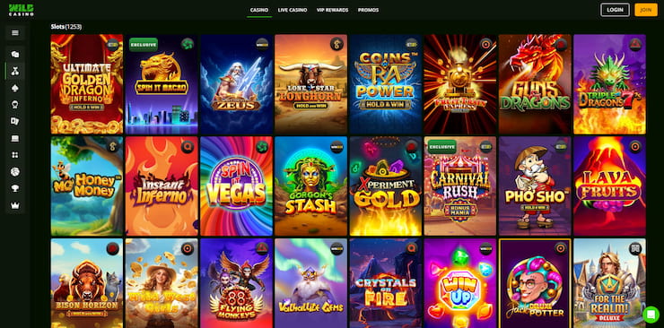 A screenshot of Wild Casino's packed slots section. A must-try Michigan online casino for slot enthusiasts.