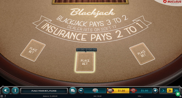 An online version of classic blackjack, featuring just one deck to keep track of.