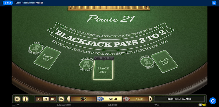 A sneak peek at Pirate 21, one of the most popular blackjack variants.