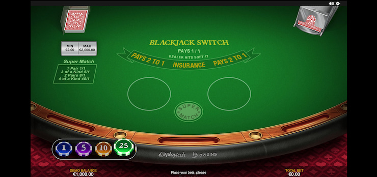Blackjack Switch, a variant of the classic game that gives you double the hands for double the blackjack strategy.