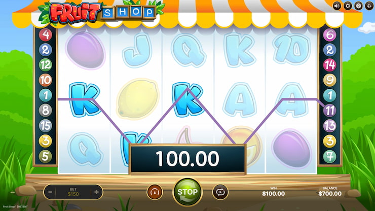 A screenshot of the beloved Fruit Shop slot, a staple game at many Canada online casinos.