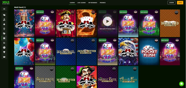 A snapshot of Poker Games at Wild Casino for MS Online Casinos