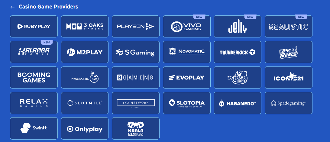 SpinBlitz game providers