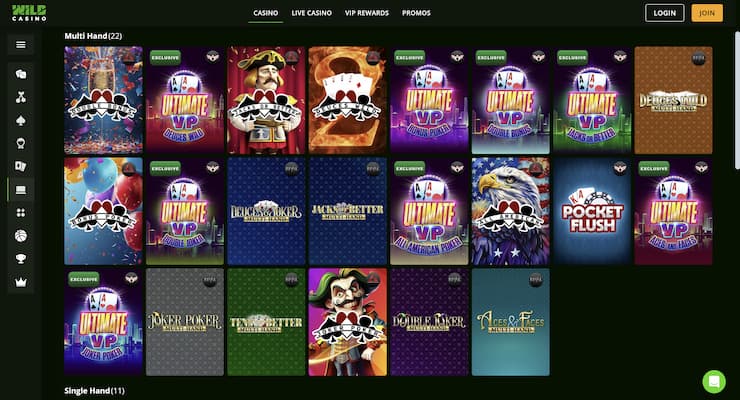 Video poker at Wild Casino - a top RI Online Casino