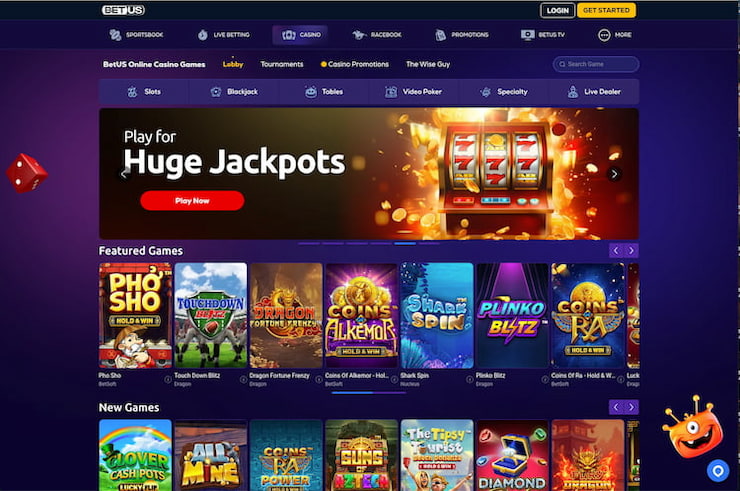 The BetUS Neteller casino homepage