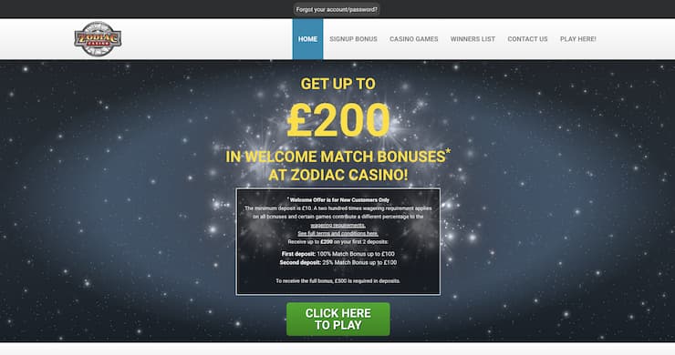 Zodiac £1 Deposit Casino