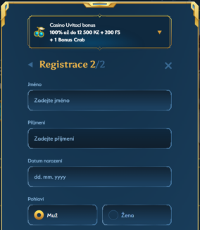V další části registračního procesu budete vyplňovat několik základních osobních údajů.