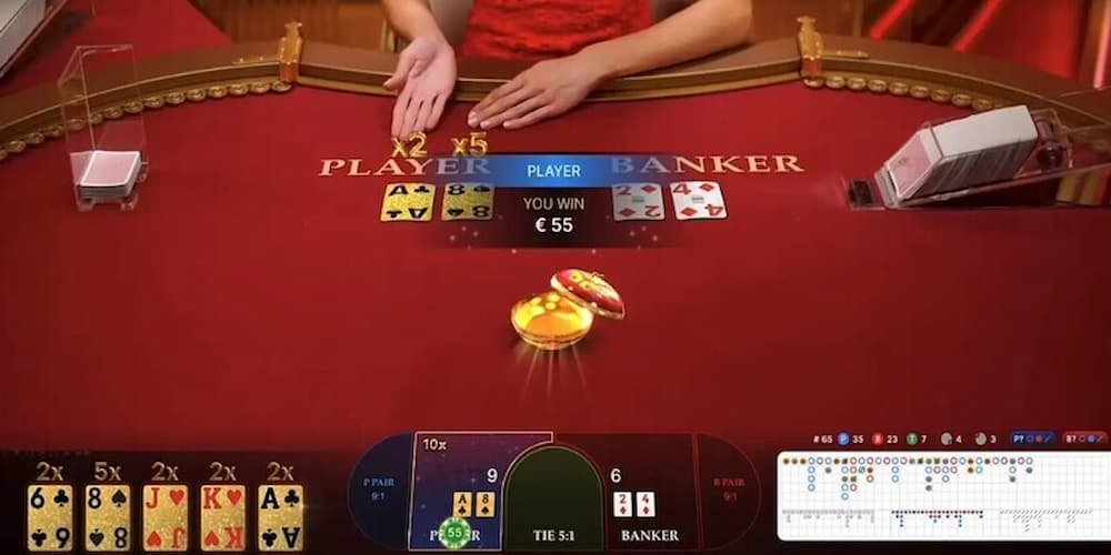 Baccarat dựa vào tổng điểm bài Player và Banker để xác định thắng thua
