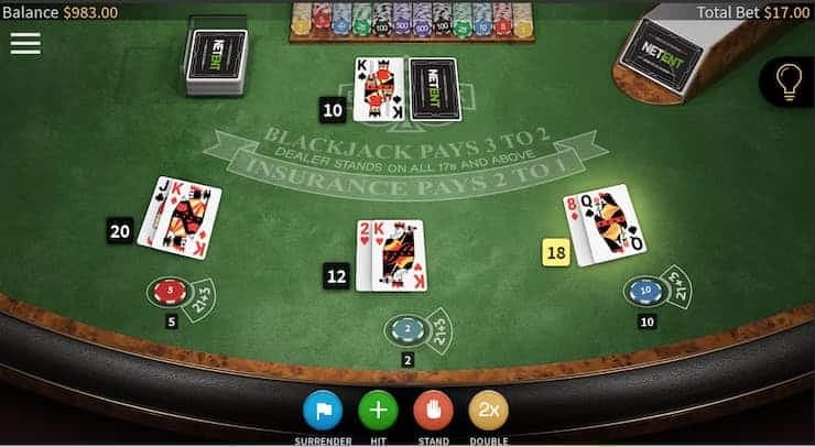 Người chơi có thể thực hiện nhiều hành động khác nhau khi chơi Blackjack