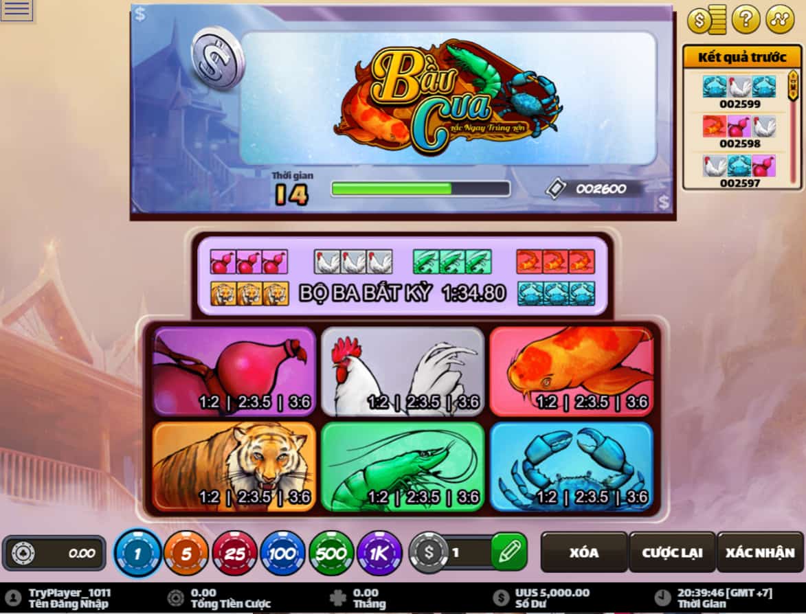 Thiết lập bàn chơi Bầu Cua Online tại nhà cái