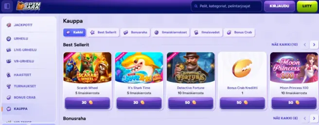 spinbara casinon kasinokauppa ilmaiskierrokset