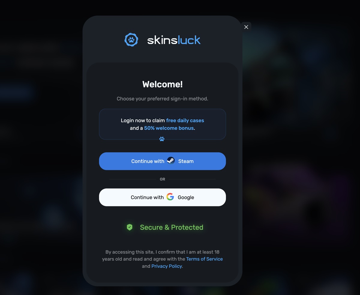 Đăng nhập tài khoản cá cược bằng tài khoản Steam hoặc Google 
