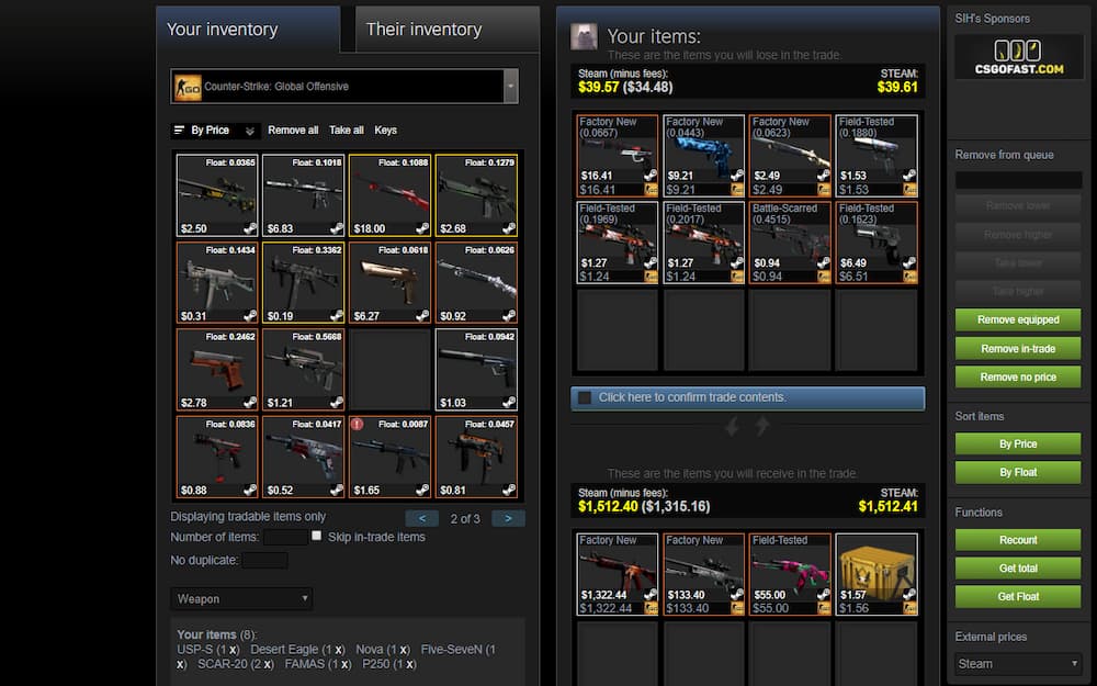 Steam Inventory Helper (SINH) - Tiện ích mở rộng hỗ trợ kiểm tra giá skin CS2