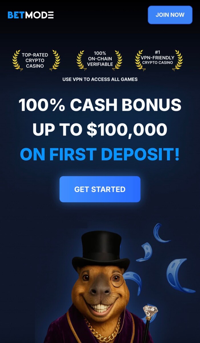 Betmode crypto casino interface showing on-chain verification and provably fair games