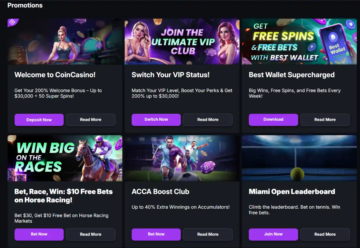 CoinCasino Crypto Casino Bonuses