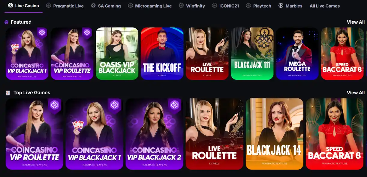 CoinCasino Live Dealer Games