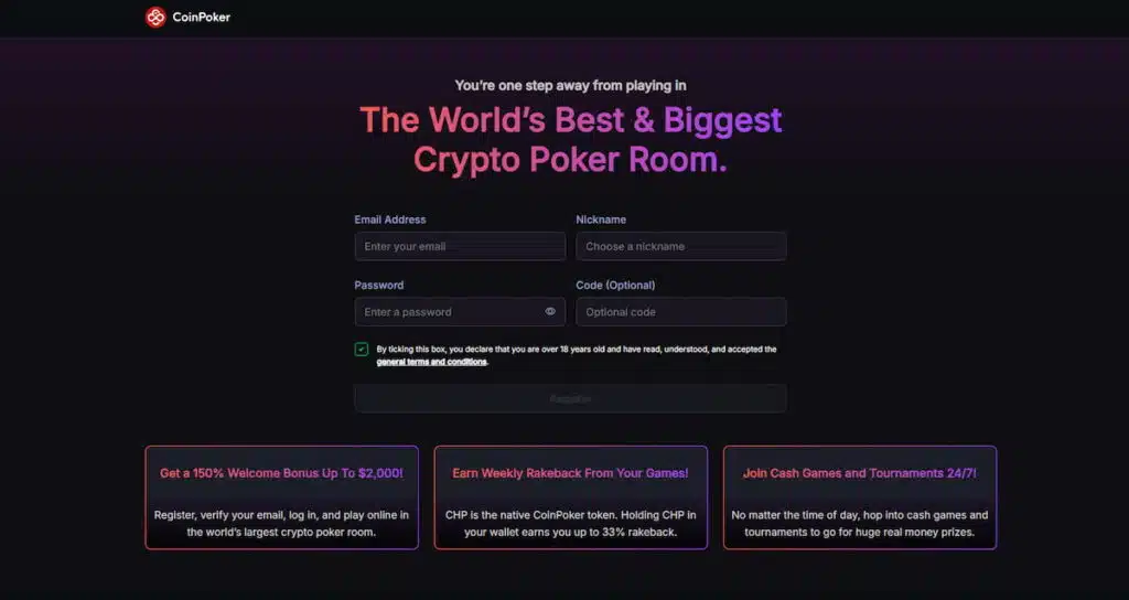 CoinPoker-Sign Up