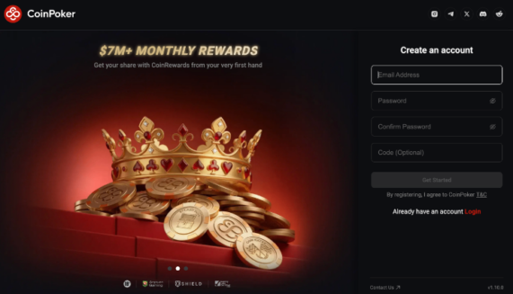 CoinPoker sign up page