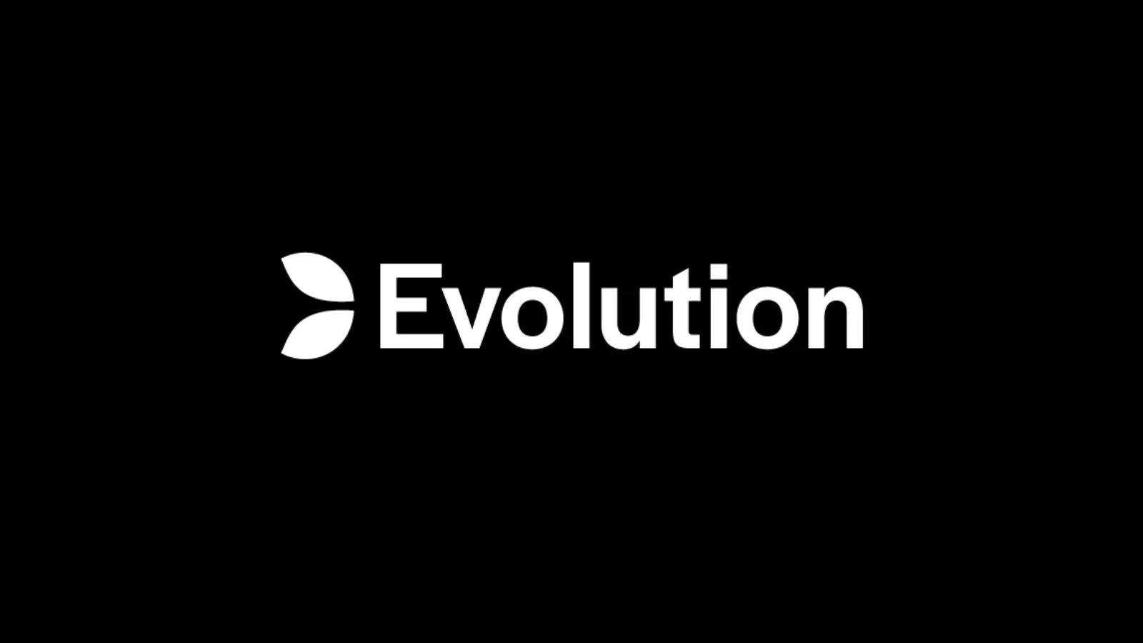 Evolution AB corporate logo with leaf design on a black background.