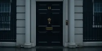 10 Downing Street in rain symbolizing UK election betting scandal and political controversy