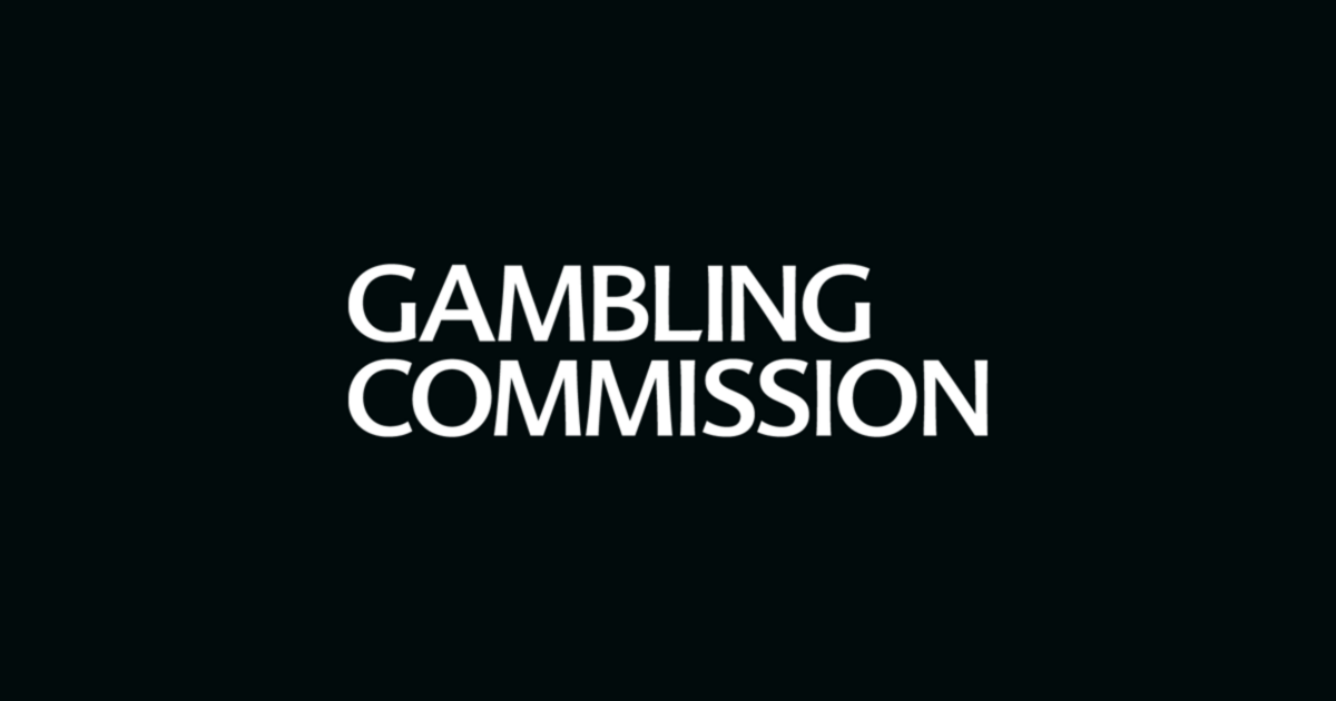 Logo of the UK Gambling Commission with bold white text.