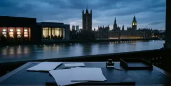 Palace of Westminster and blank legislation papers symbolising proposed UK gambling law changes