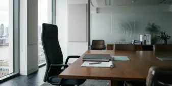 Empty boardroom chair representing new leadership at the Gambling Commission